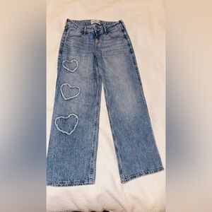 Abercrombie Kids Light Blue Flare Jeans with Heart Details
